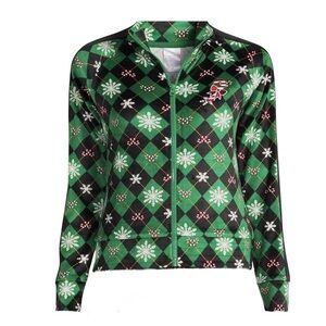 Christmas No Boundaries Green Argyle Candy Cane Jacket